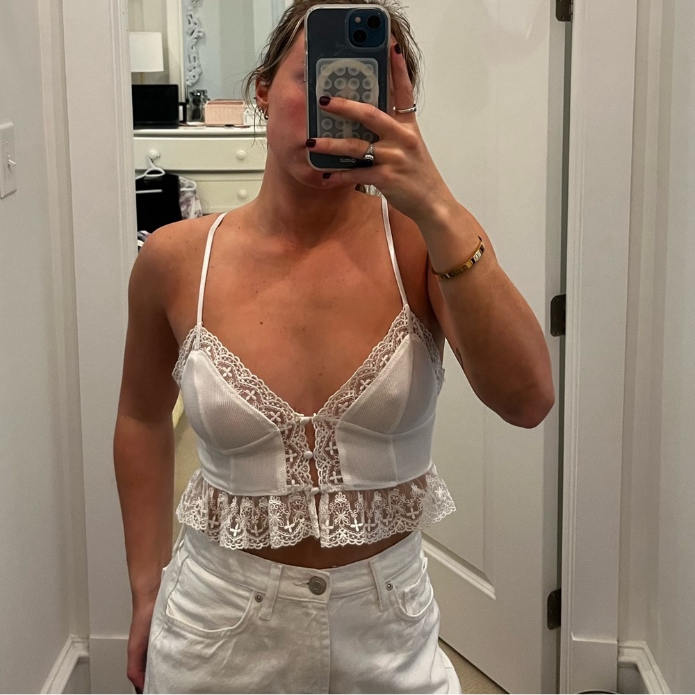Sky to Moon white lace crop top